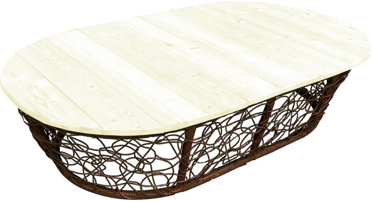 Стол M-Group Мамасан овальный 19060200 (коричневый с ротангом) - фото