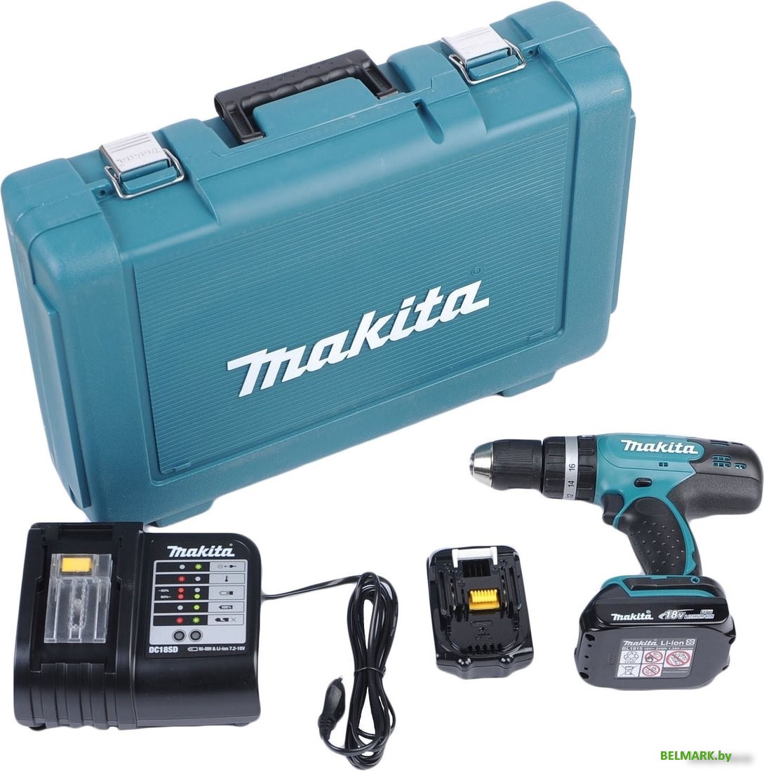 Дрель-шуруповерт Makita DDF453SYE (с 2-мя АКБ, кейс) - фото