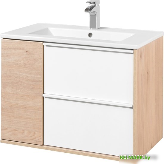 Акватон Тумба под умывальник Бостон 75 1A252601BN010 (белый/дуб эврика) - фото