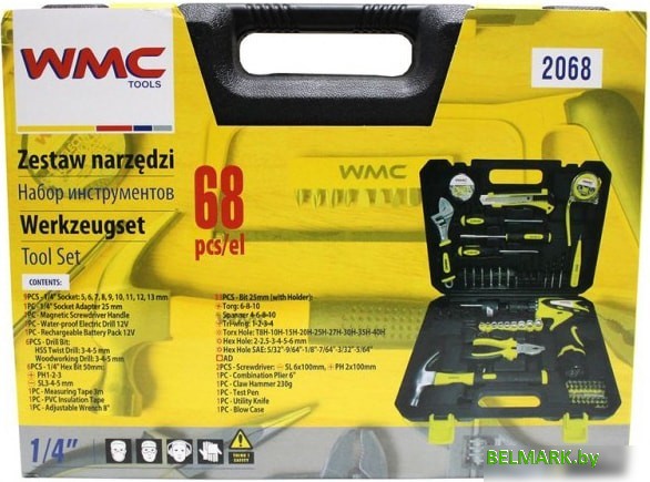 Дрель-шуруповерт WMC Tools 2068 (с 2-мя АКБ, кейс, набор оснастки) - фото2