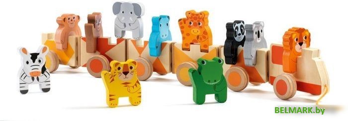 Пирамидка Djeco Пирамидка-паровозик. Джунгли 06318 - фото2