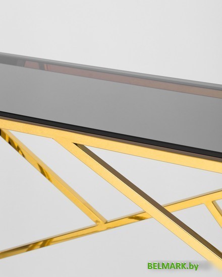 Консольный стол Stool Group Арт Деко 115x30 ECST-015-TG-SK (стекло Smoke/сталь золото) - фото2