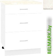 Шкаф напольный Кортекс-мебель Корнелия Лира НШ60р3ш (белый/королевский опал) - фото