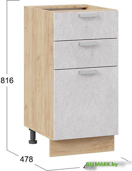 Шкаф напольный Трия Гранита 1Н4Я3 (дуб крафт золотой/бетон снежный) - фото2