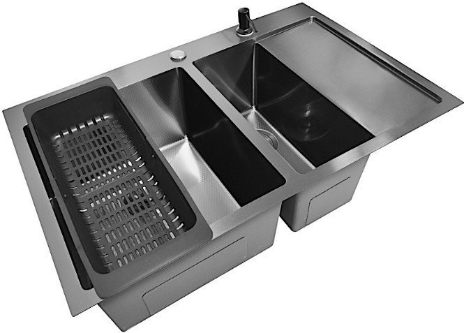 Кухонная мойка Stellar Decor S7850NB-2L-D (нано черный) - фото2