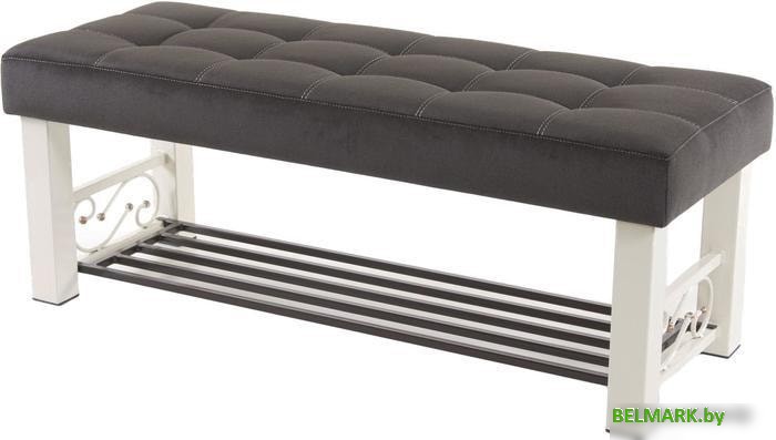 Банкетка AMC Lux 5 с полкой ткань бежевый/коричневый/коричневый 5.2Б120322 - фото