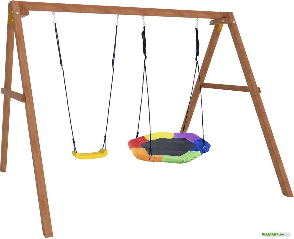 Стационарные качели Капризун Деревянные с гнездом Гексагон Р911-37 - фото2