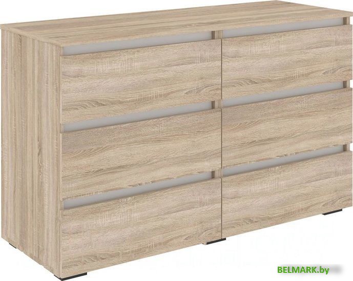 Комод Кортекс-мебель Бари 120 6ш (дуб сонома/дуб сонома/белый) - фото