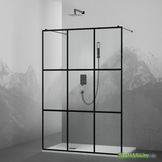 Душевая стенка RGW WA-018B 35101810-84 100 (черный/прозрачное стекло) - фото