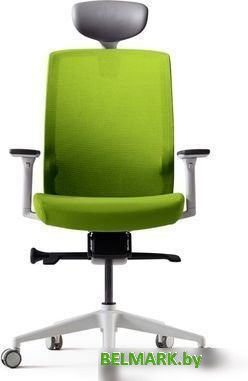 Офисное кресло Bestuhl J1 White Pl с подголовником и подлокотником (зеленая сетка/зеленая ткань) - фото2