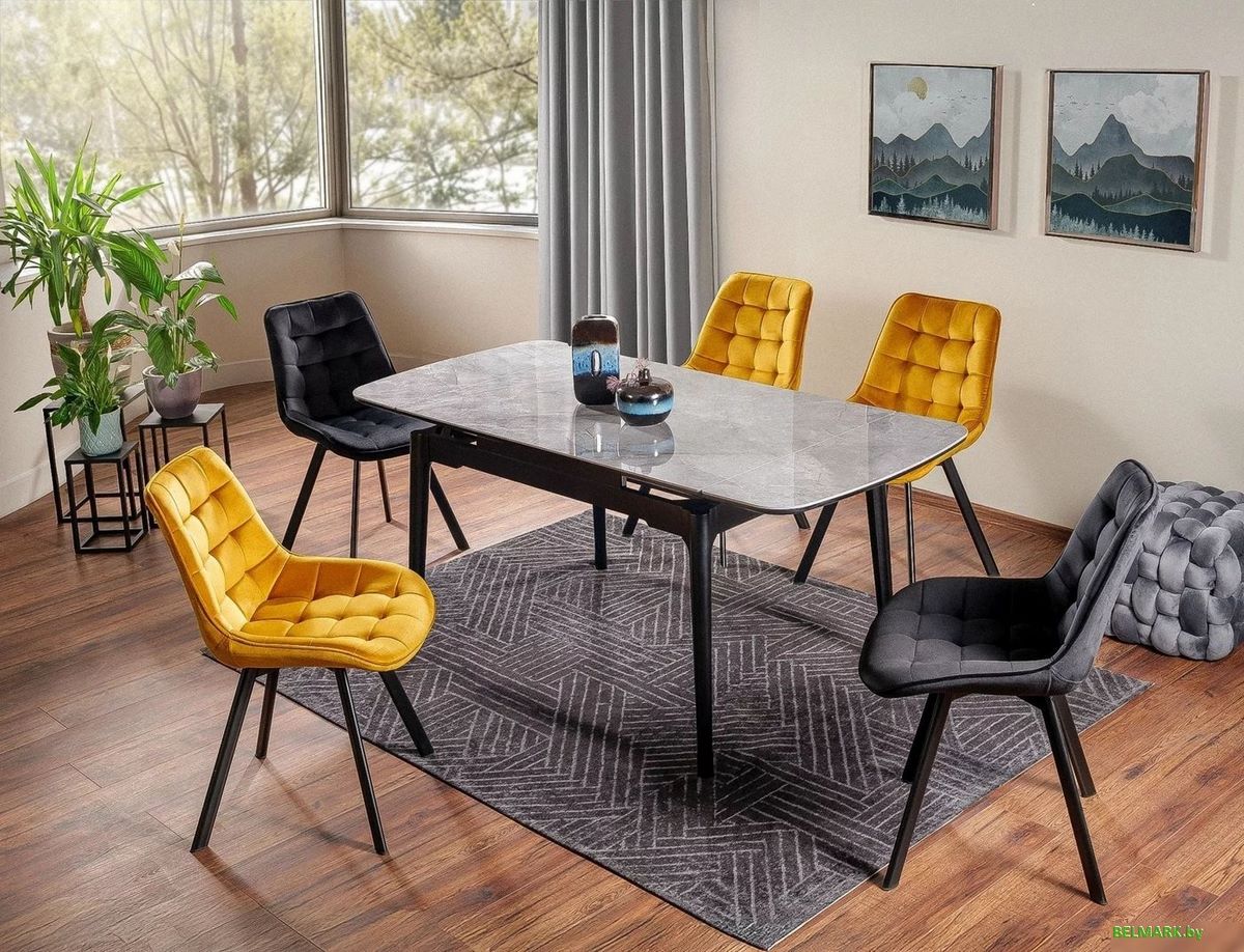 Кухонный стол Signal Sento 120-180/80 (серый лак/черный) - фото2