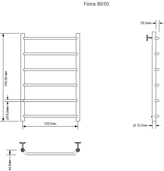 Полотенцесушитель Aquanet Fiona 80x50 281995 (правый) - фото2