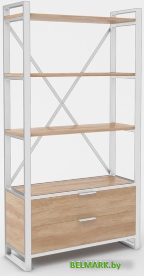 Стеллаж Hype Mebel Стандарт Люкс 80x170 (белый/дуб галифакс натуральный) - фото
