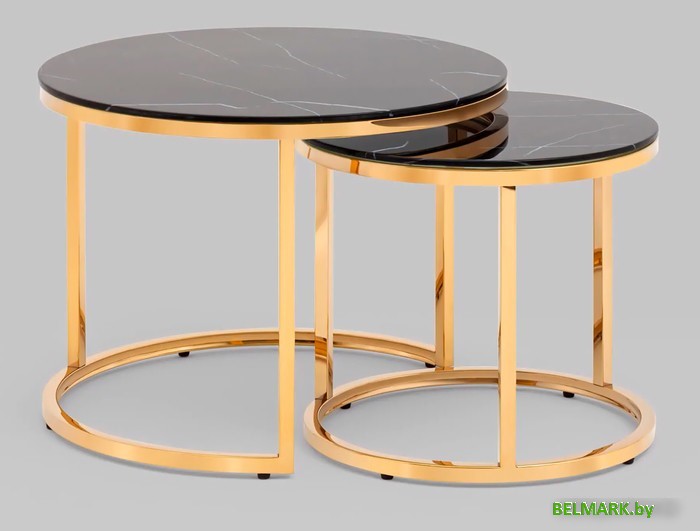 Журнальный столик Stool Group Селена (стекло черный мрамор/золото) - фото