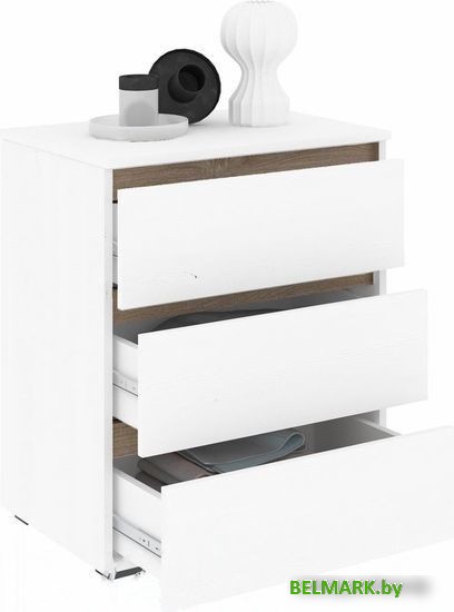 Комод Кортекс-мебель Бари 60 3ш (белый/белый/дуб сонома) - фото2