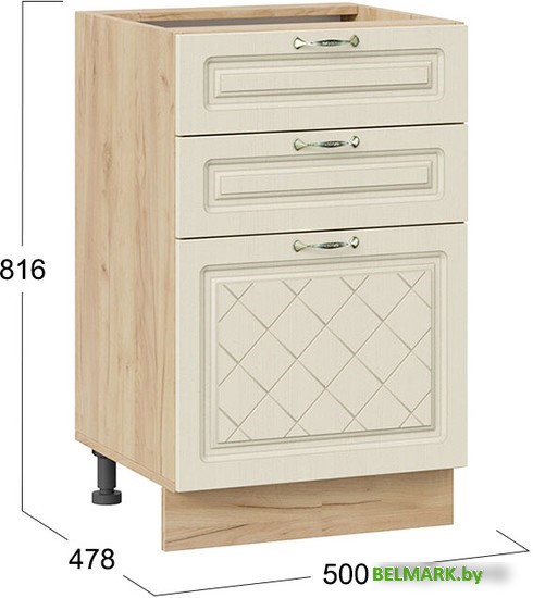 Шкаф напольный Трия Бьянка 1Н5Я3 (дуб крафт золотой/дуб ваниль) - фото2