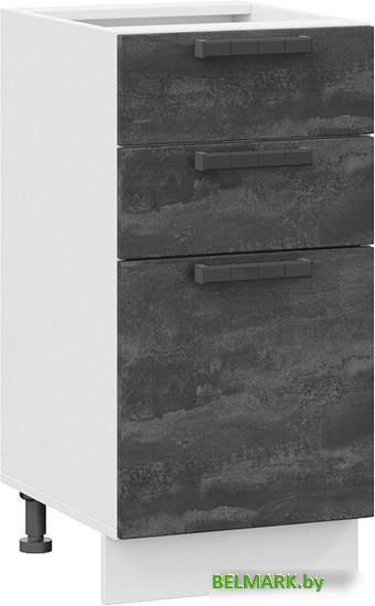 Шкаф напольный Трия Детройт 1Н4Я3 (белый/угольный камень) - фото