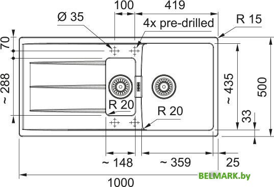 Кухонная мойка Franke Centro CNG 651-100 114.0710.222 (кофе) - фото2