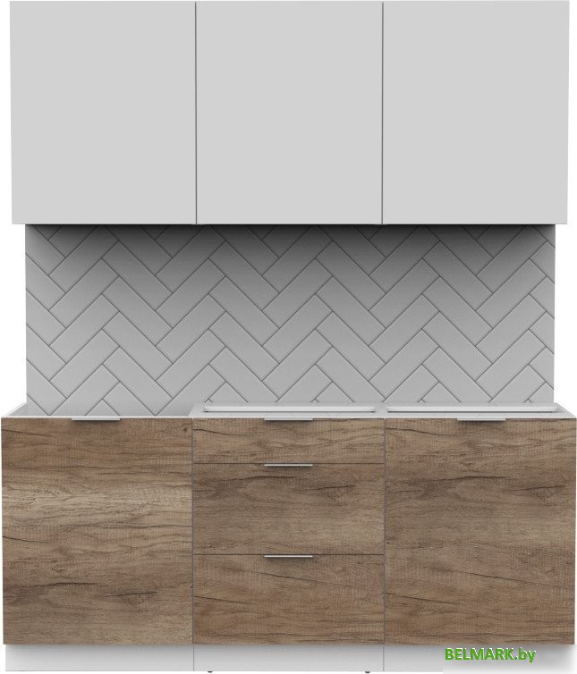 Готовая кухня Интермебель Микс Топ-4 1.8м без столешницы (белый премиум/дуб каньон) - фото