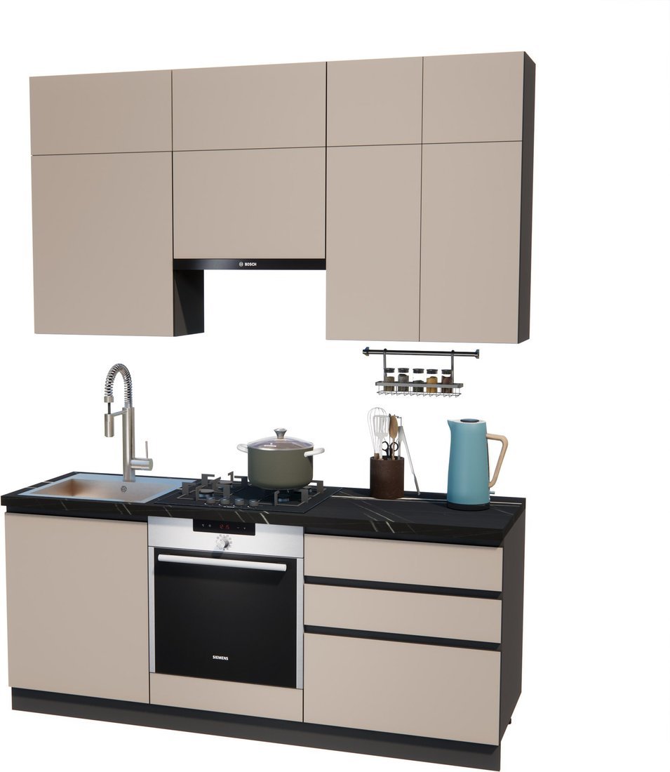 Готовая кухня ВерсоМебель Эко Премиум 2.0 (глиняный серый/ст. тунис) - фото