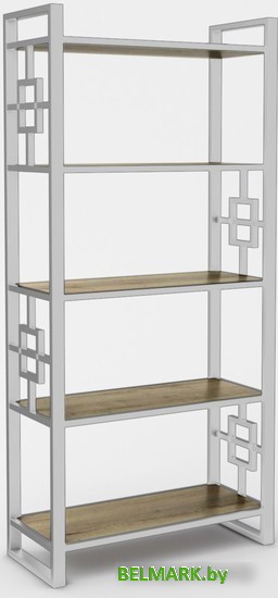 Стеллаж Hype Mebel Квадро 80x200 (белый/дуб галифакс олово) - фото