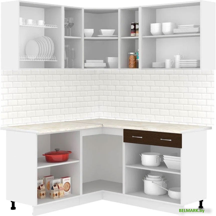 Готовая кухня Кортекс-мебель Корнелия Лира 1.5x1.7 (дуб сонома/венге/королевский опал) - фото2