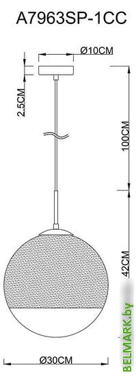 Подвесная люстра Arte Lamp Jupiter Chrome A7963SP-1CC - фото2