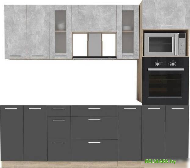 Готовая кухня Интерлиния Мила 2.4 ВТ без столешницы (бетон/антрацит) - фото