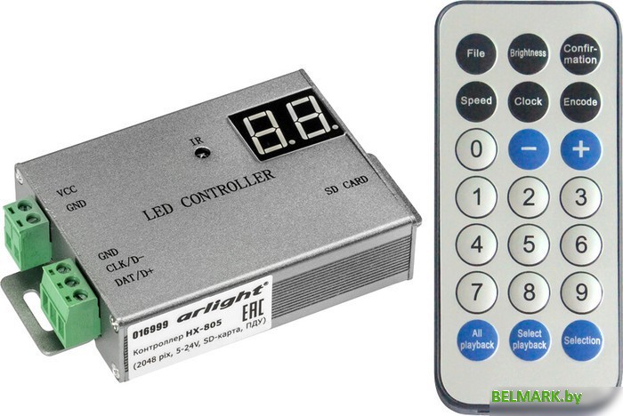 Контроллер RGBW Arlight HX-805 HX-805 (2048 pix, 5-24V, SD-карта, ПДУ) 016999 - фото