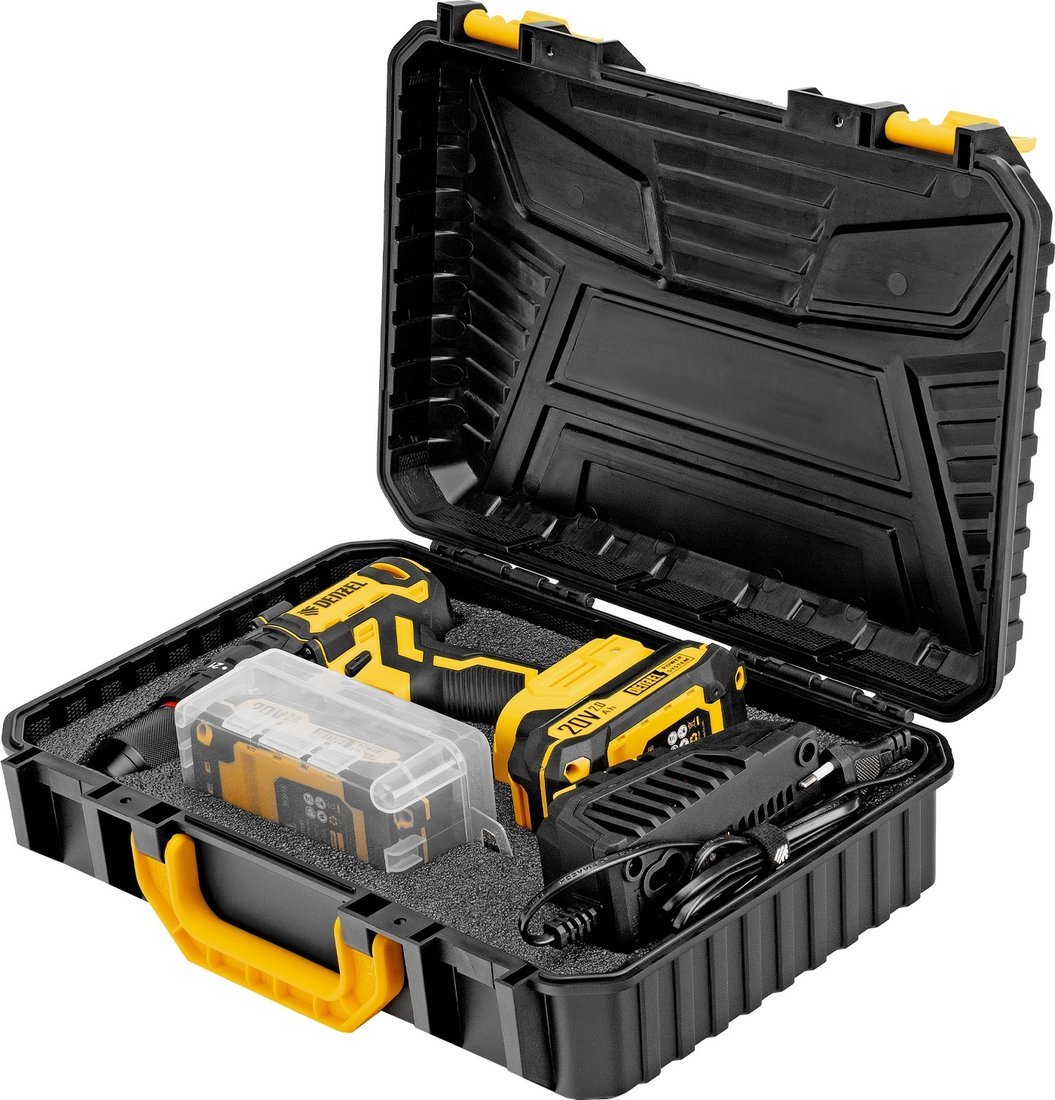 Ударная дрель-шуруповерт Denzel CIDH-BL-20 (с 2-мя АКБ, кейс) - фото2