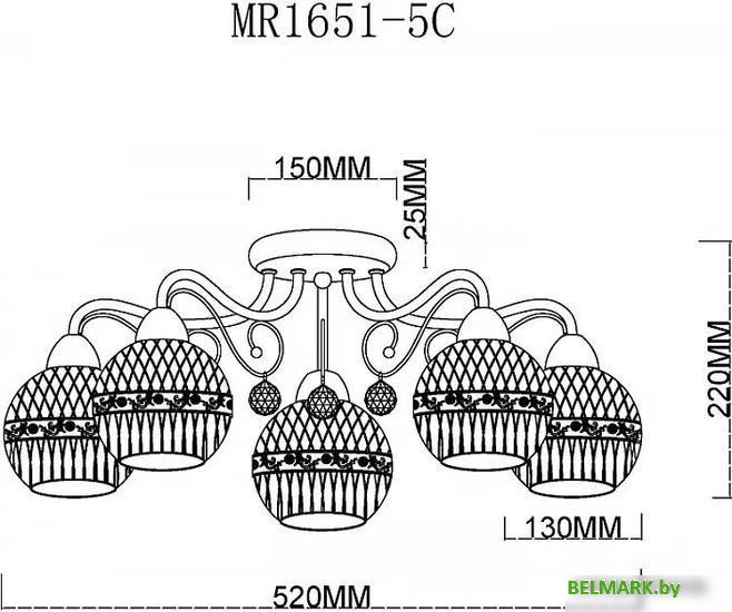 Люстра средней высоты Myfar Frank MR1651-5C - фото2