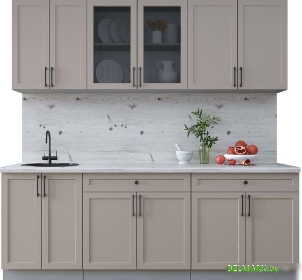 Готовая кухня Интерлиния Тренд 2.2А (луна/луна/бискайская сосна) - фото