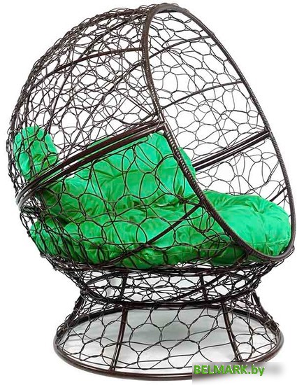 Кресло M-Group Апельсин 11520204 (коричневый ротанг/зеленая подушка) - фото