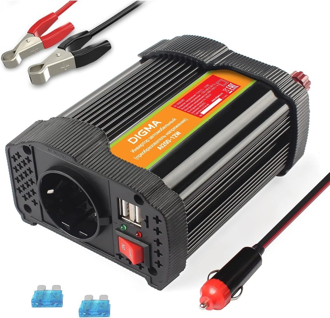 Автомобильный инвертор Digma AI200-12W - фото