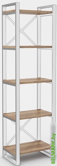 Стеллаж Hype Mebel Стандарт 50x170 (белый/дуб галифакс натуральный) - фото