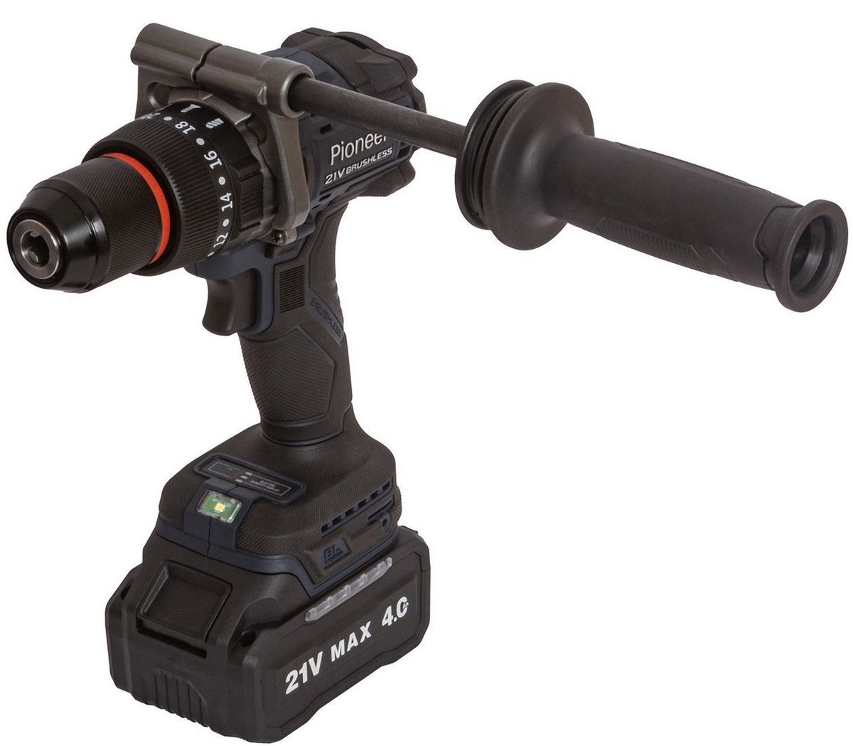 Ударная дрель-шуруповерт Pioneer Tools CID-E2002BL-01 (с 2-мя АКБ, кейс) - фото