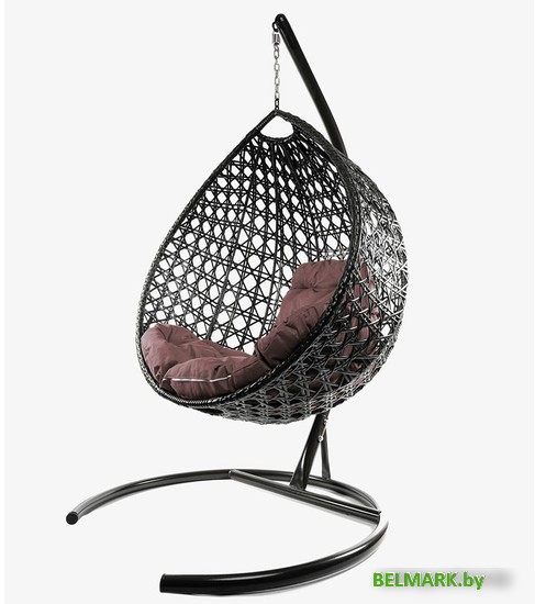 Подвесное кресло M-Group Капля Люкс 11030205 (коричневый ротанг/коричневая подушка) - фото2