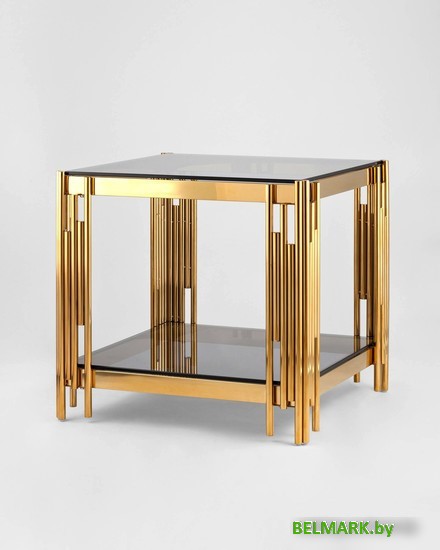 Журнальный столик Stool Group Гэтсби 55x55 EET-027-TG-1 (стекло smoke/сталь золото) - фото2