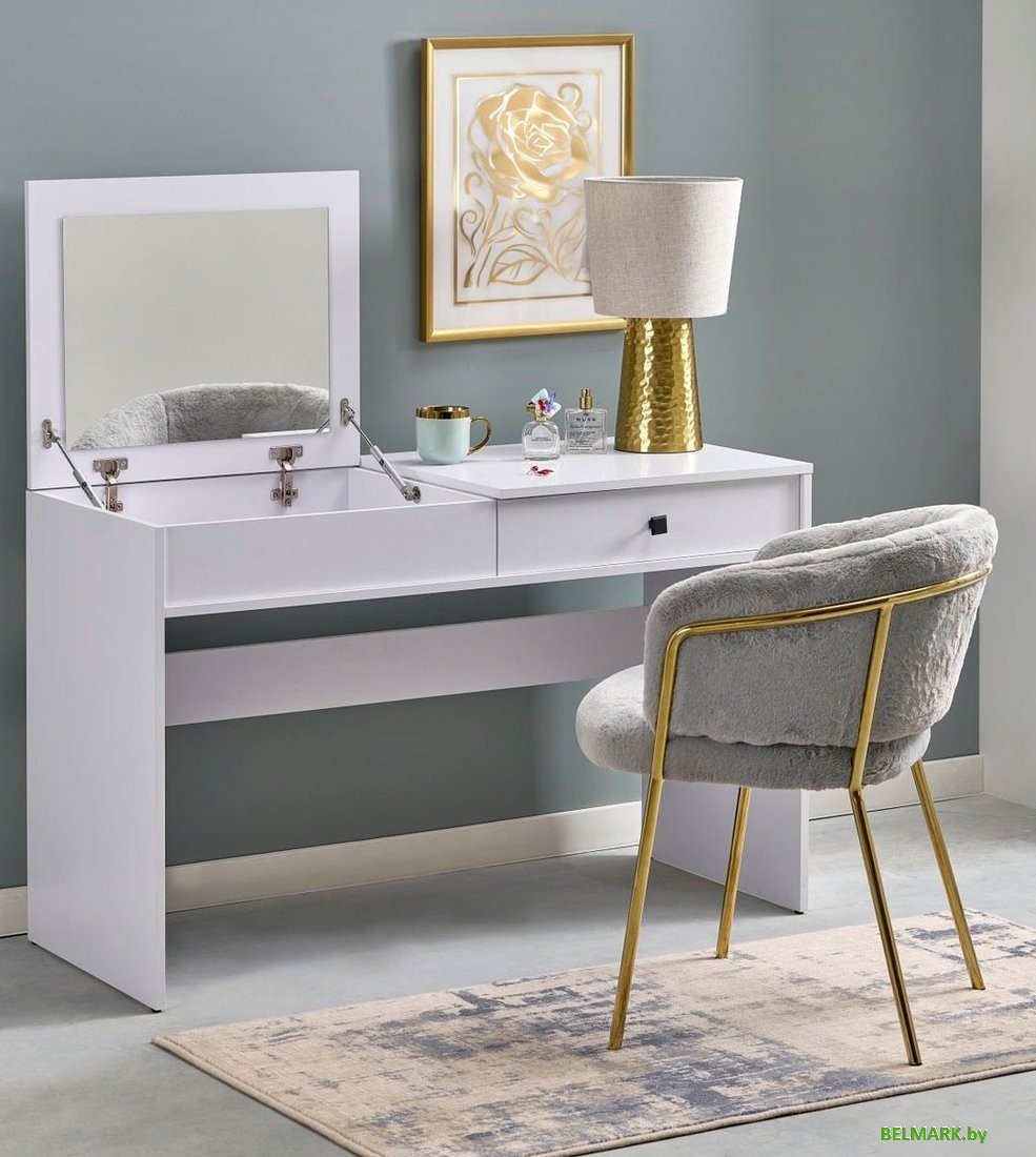 Туалетный столик с зеркалом Halmar Megan (белый) - фото