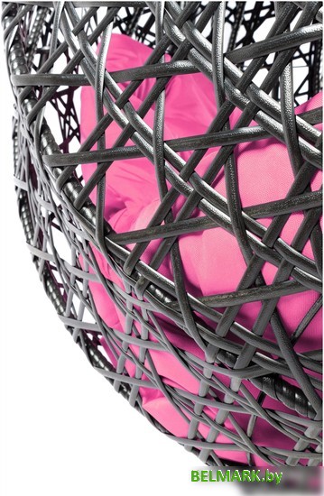 Подвесное кресло M-Group Для двоих Люкс 11510408 (черный ротанг/розовая подушка) - фото2