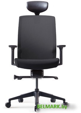 Офисное кресло Bestuhl J1 Black Pl с подголовником и подлокотником (черная сетка/черная ткань) - фото2