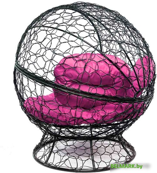 Кресло M-Group Апельсин 11520408 (черный ротанг/розовая подушка) - фото2