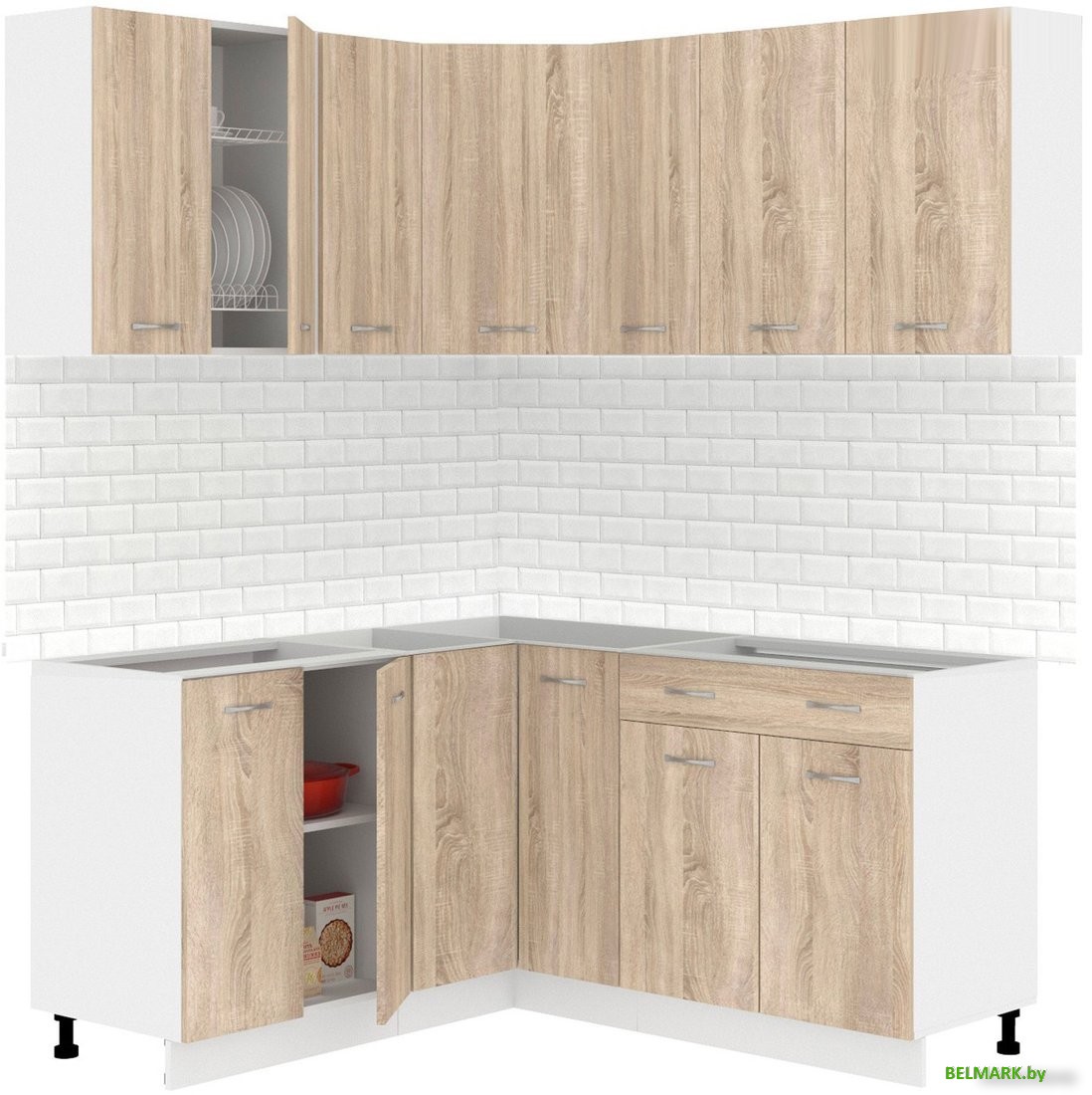 Готовая кухня Кортекс-мебель Корнелия Лира 1.5x1.9 без столешницы (дуб сонома) - фото