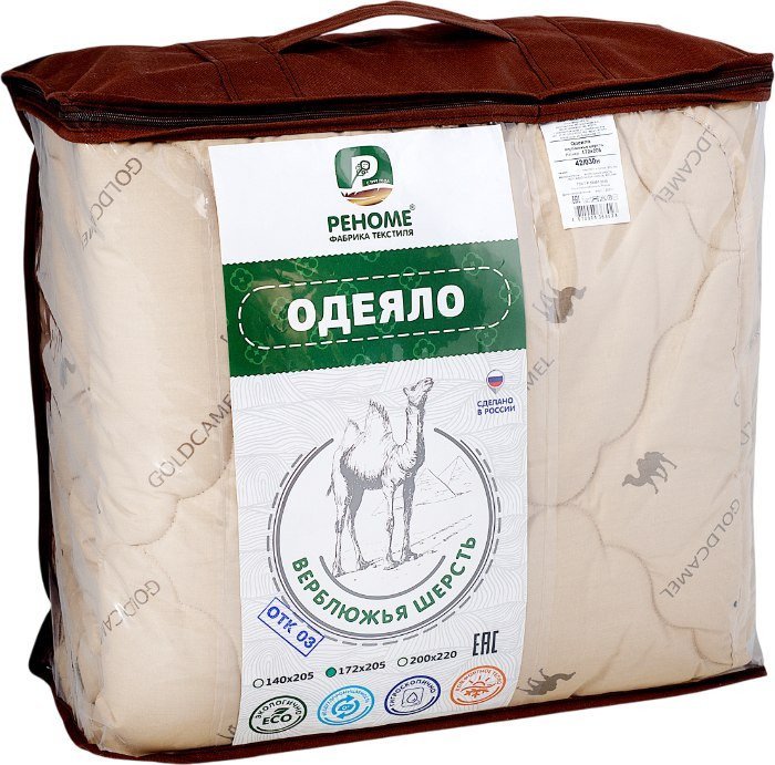 Одеяло Реноме Евро Тик 80/20 42/032н 200x220 (верблюжья шерсть, 320) - фото