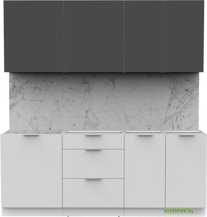 Готовая кухня Интермебель Микс Топ-5 2.0м без столешницы (графит серый/белый премиум) - фото