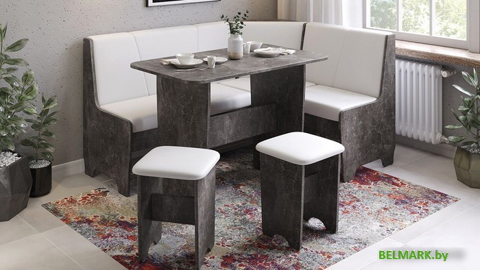 Обеденная группа Трия Техас исп. 1 (ателье темный/экокожа белый) - фото
