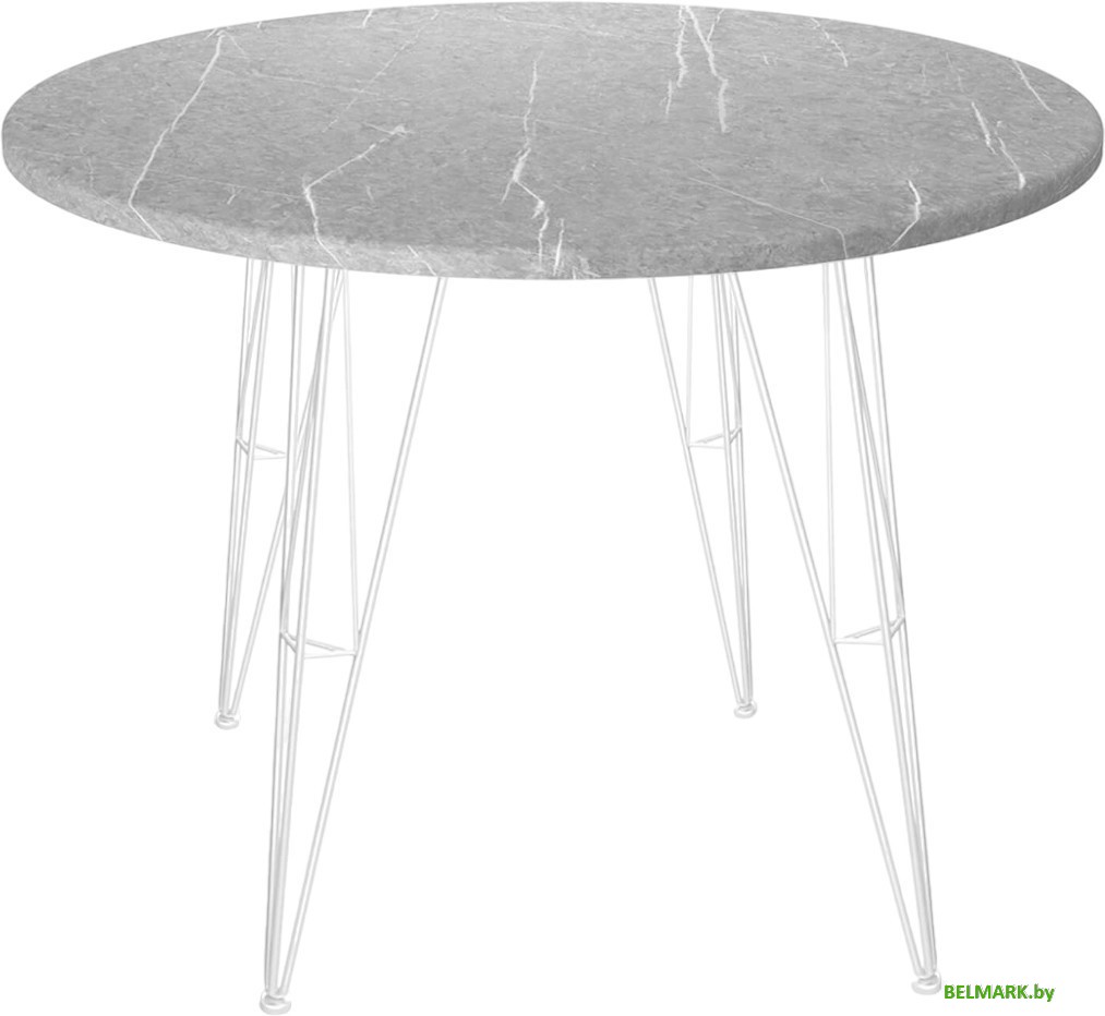 Кухонный стол Sheffilton SHT-TU10/TT 90 (белый муар/серый мрамор) - фото