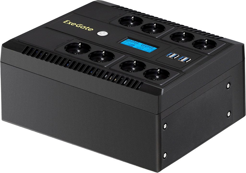 Источник бесперебойного питания ExeGate Neo Smart LHB-800.LCD.AVR.8SH.CH.USB EX293857RUS - фото