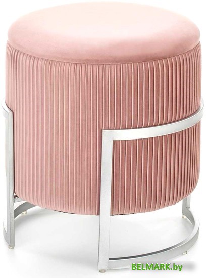 Пуфик Halmar Cricket (светло-розовый/хром) - фото
