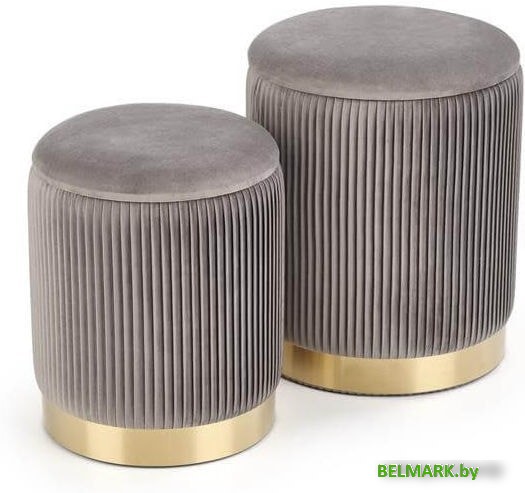 Пуфик Halmar Комплект MONTY 2 шт серый/золотой - фото